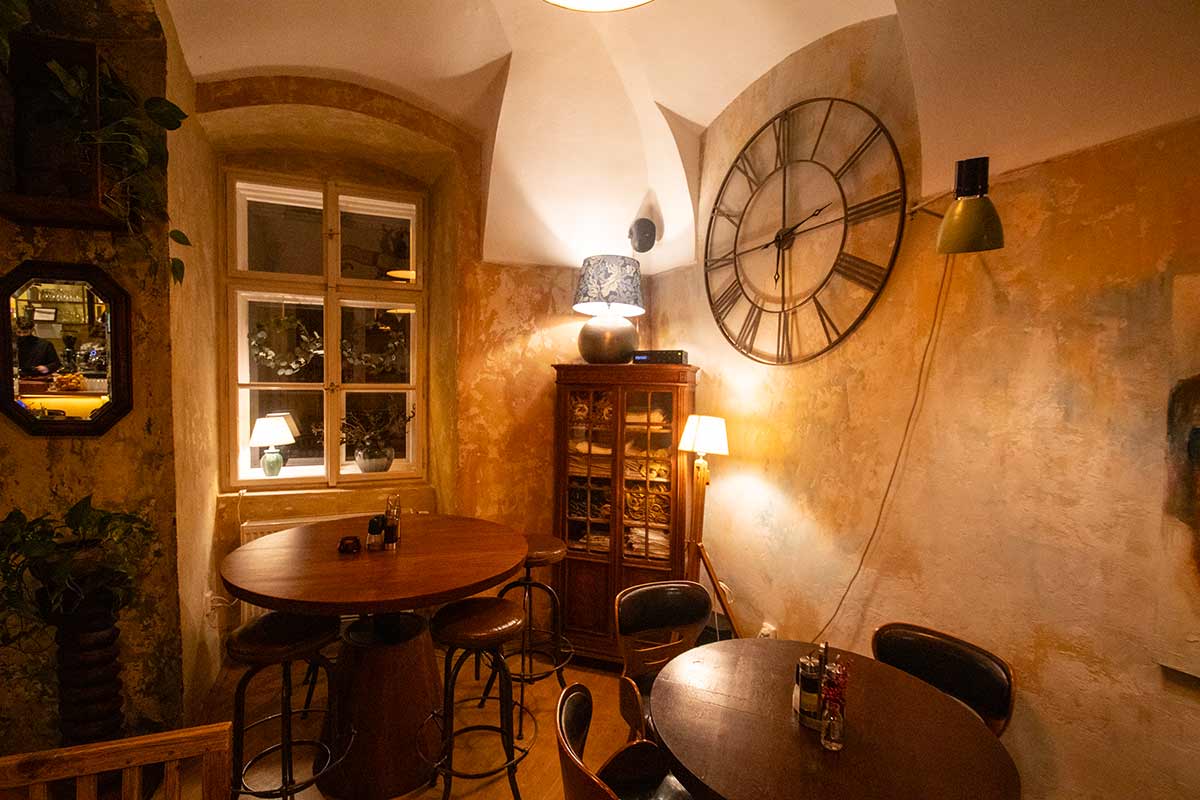 image of interior of. prague restaurant czech republic