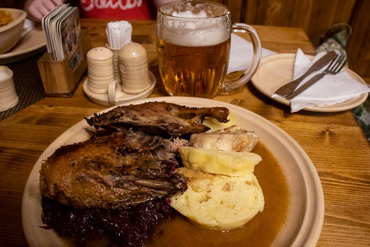 image of roast duck czech style in a restaurant in czech republic