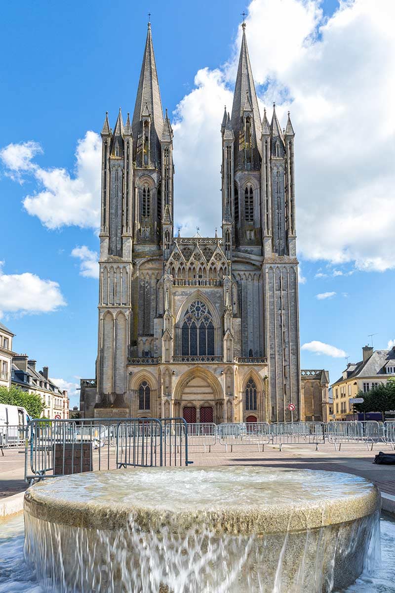 image of west front of Coutances cathedral manchester normandy france