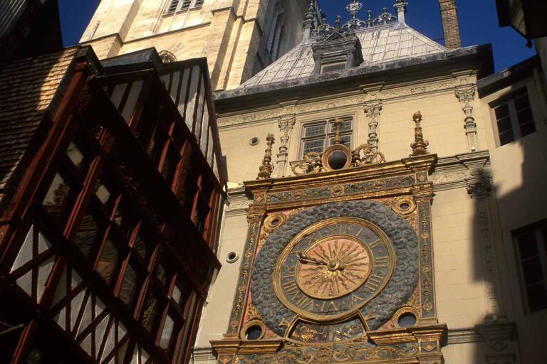 famous landmarks in normandy image of the gross horloge or great clock Rouen normandy france