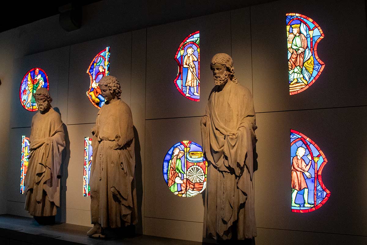 image of stained glass panels in Cluny museum paris