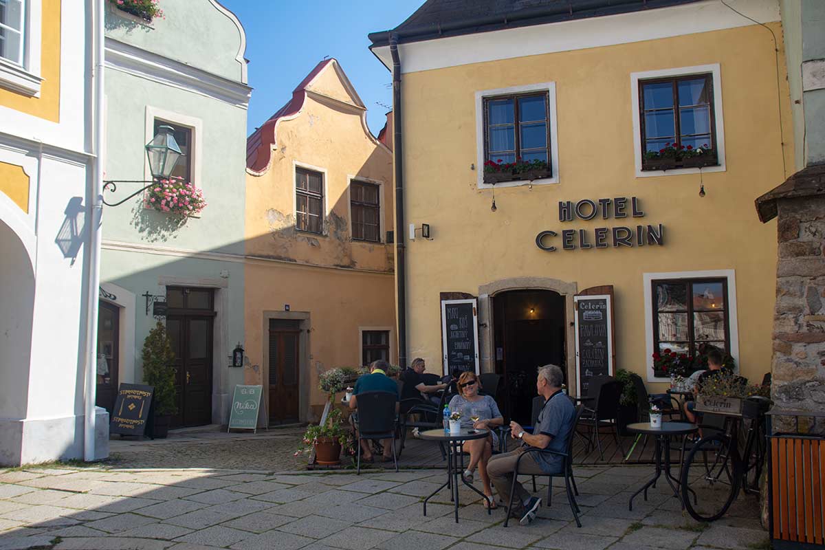 image of cafe on main square in telč czechia