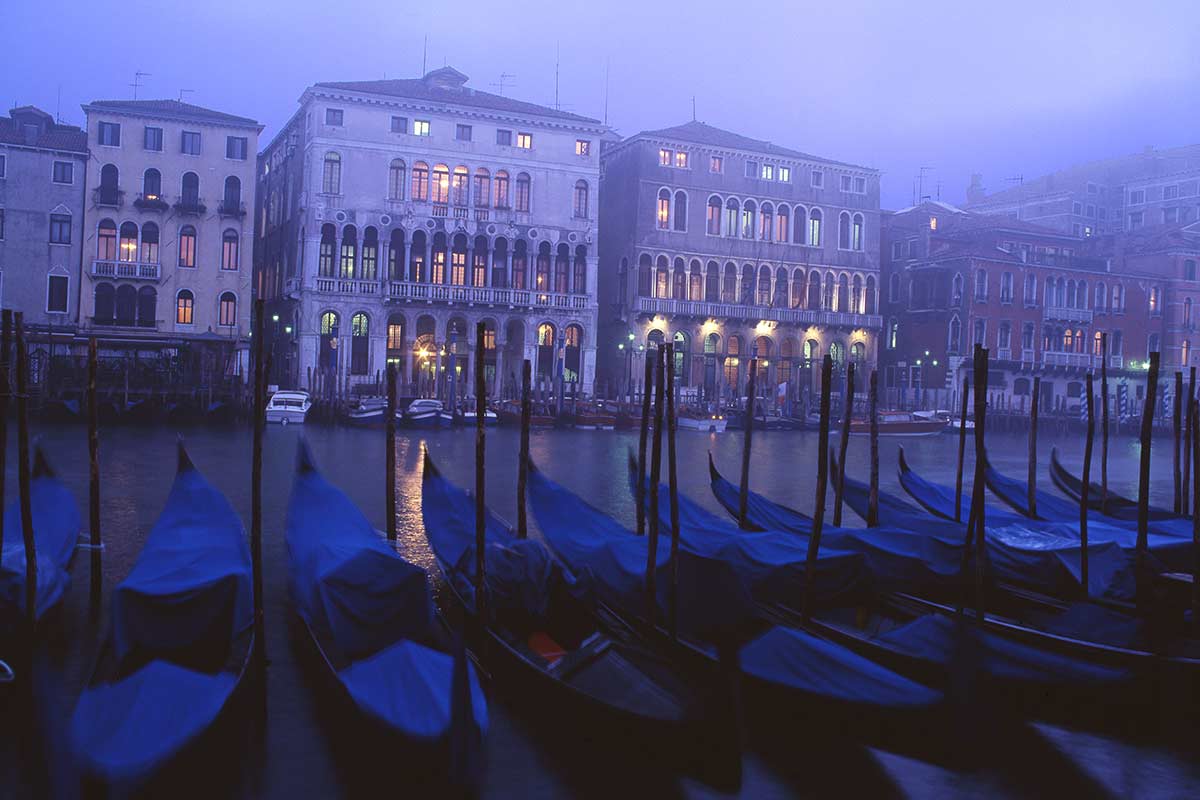 image of misty grand canal at dusk venice Veneto italy