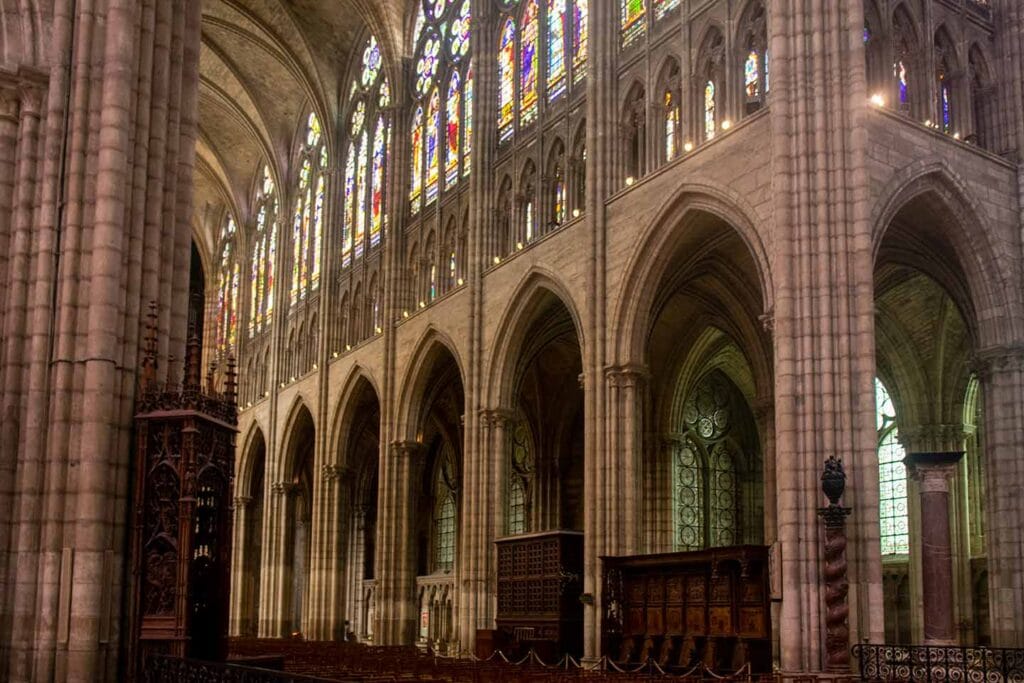 basilica of st Denis image of nave arches in church Saint Denis Paris france