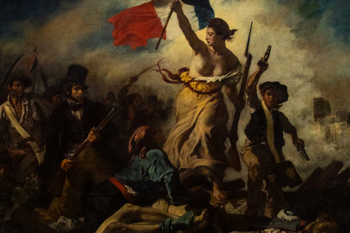 image of Delacroix's painting liberty leading the people in the Louvre museum Paris farance