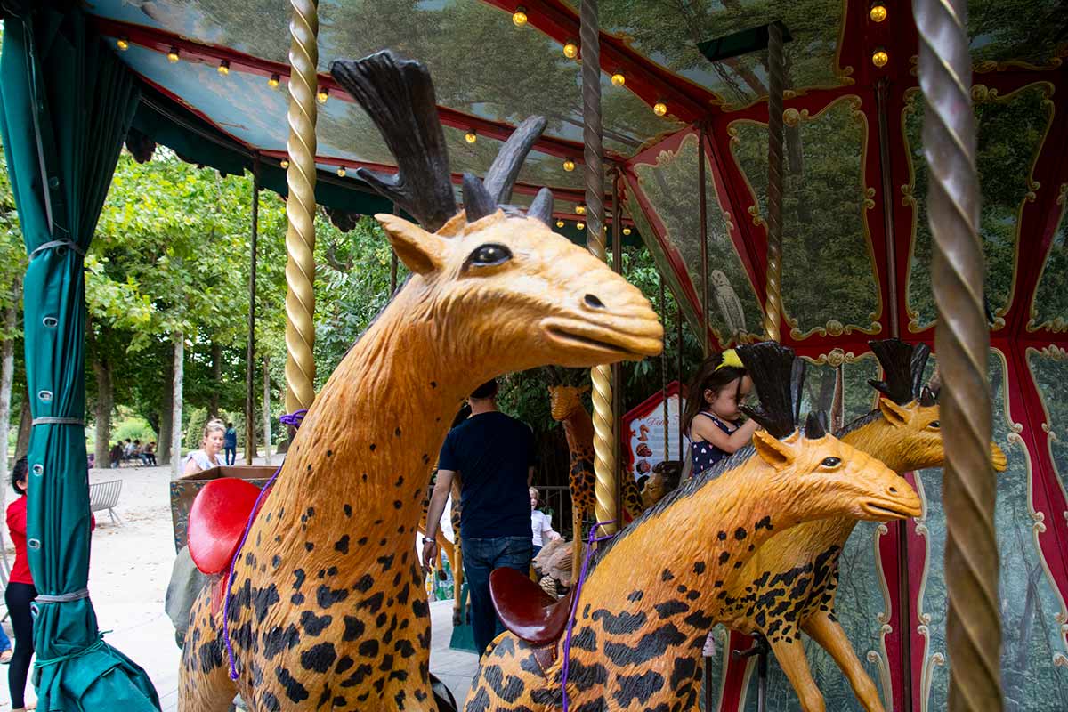 image of sivatherium on Dodo Manege Carousel Jardin des Plantes Latin Quarter Paris France