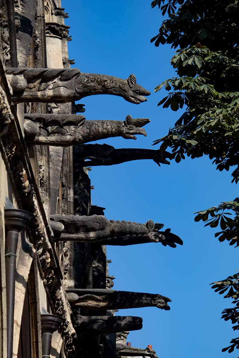 image of gargoyles on st Severin church latin quarter Paris france