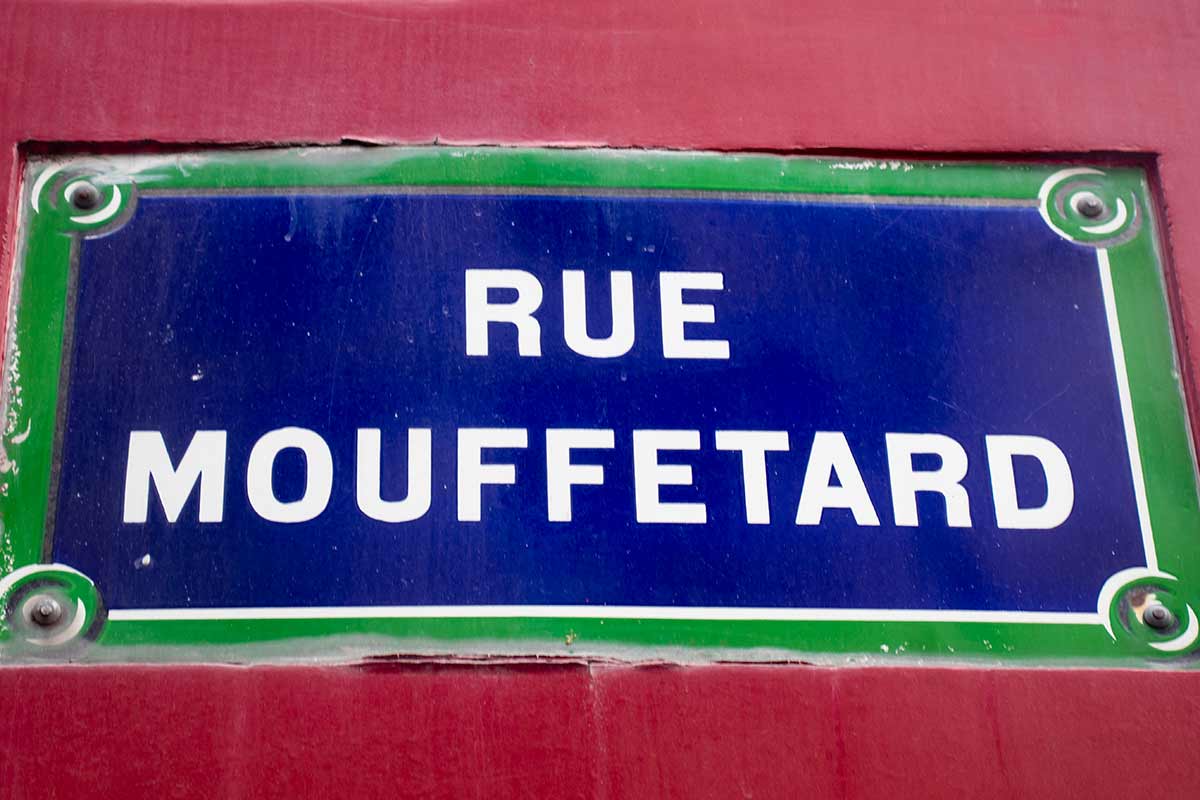 image of rue mouffetard sign latin quarter Paris france