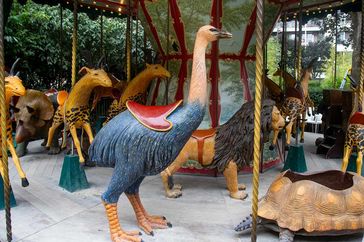 image of aepyornis bird on dodo manege carousel Paris france