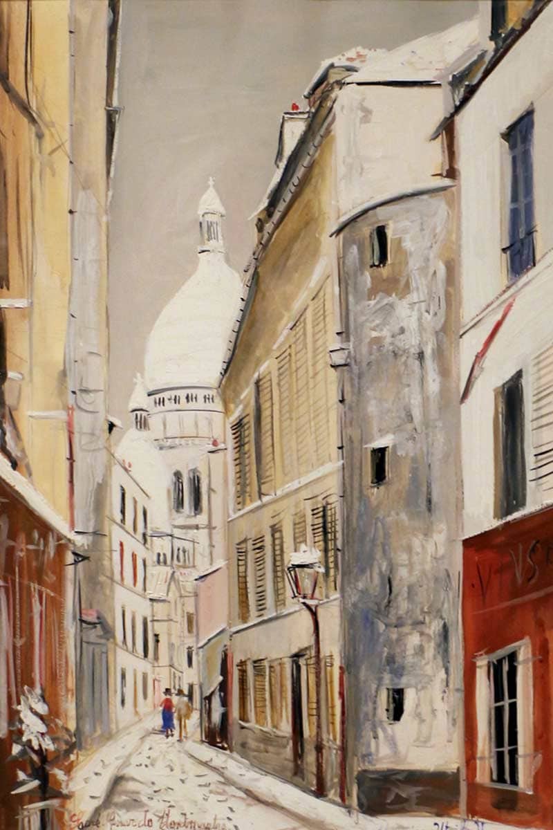 image of Maurice Utrillo's painting of rue st rustique Paris france