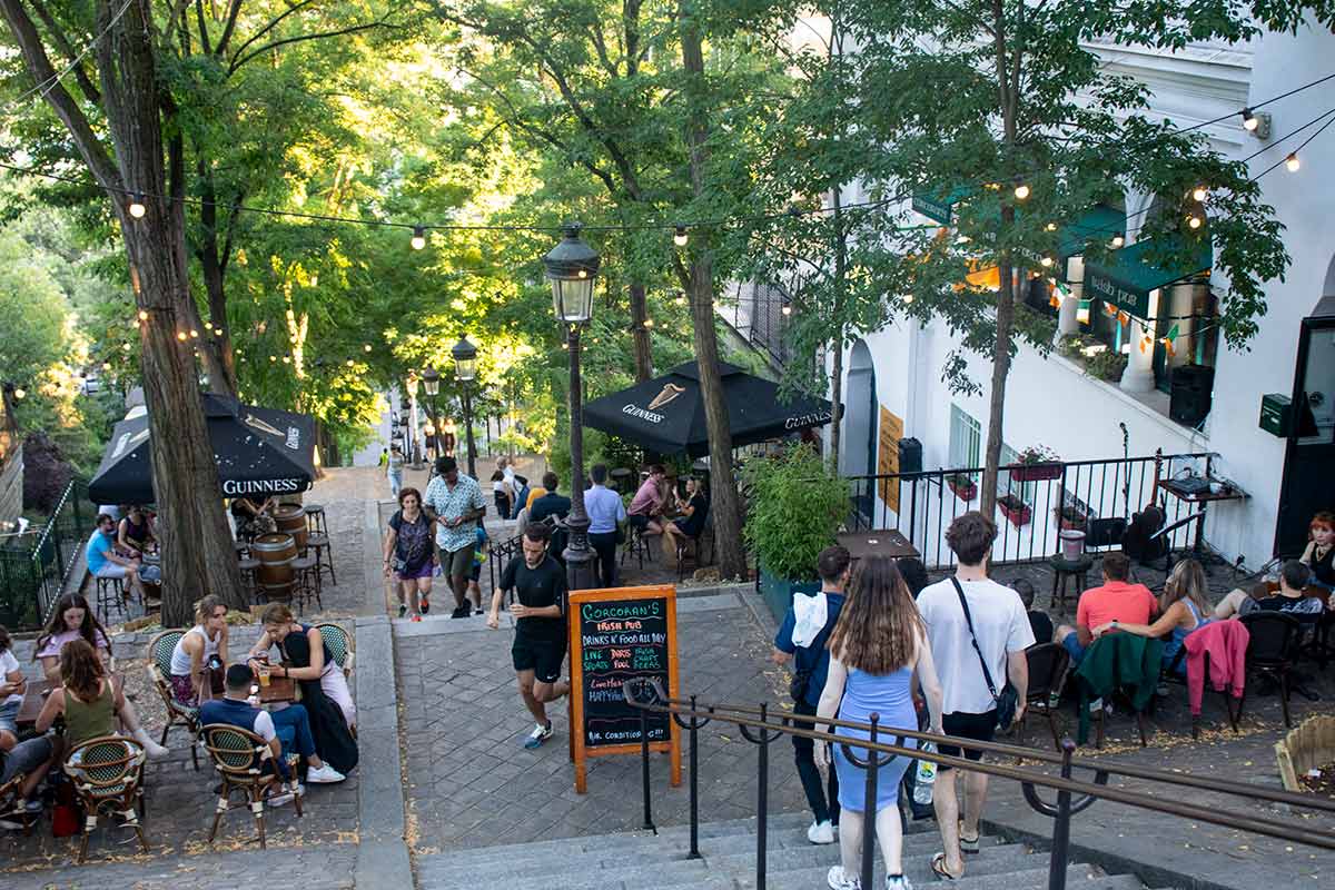 image of rue foyatier one of the stepped streets of Montmartre Paris france