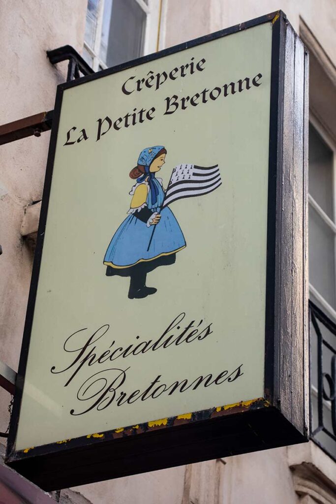 image of la petite Bretonne creperie sign latin quarter Paris france