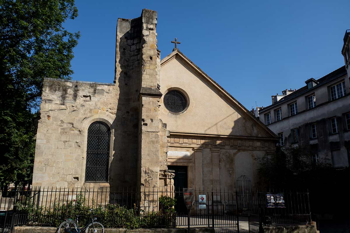 image of exterior of saint Julien le pauvre church latin quarter Paris france