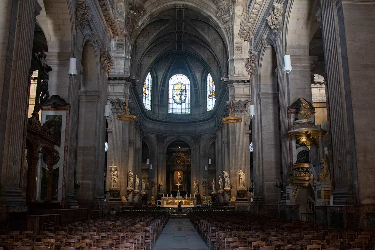 image of interior of Saint-Sulpice church Paris france