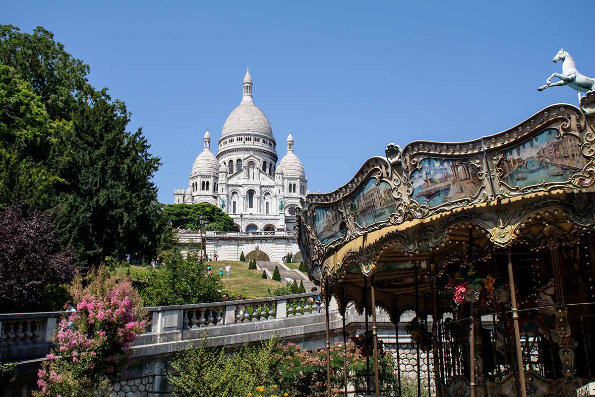 image of Saint-Pierre carousel and acre coeur Montmartre Paris france