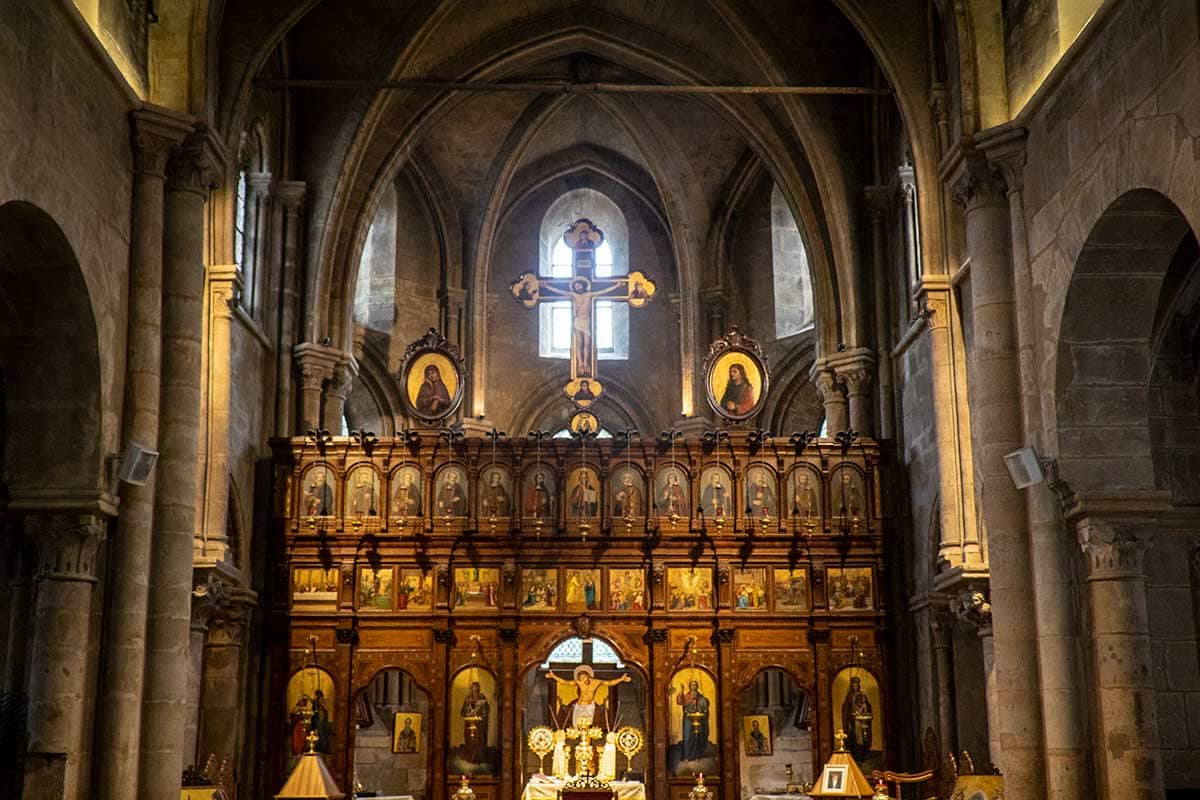 image of iconostasis in st Julien le pauvre church latin quarter Paris france